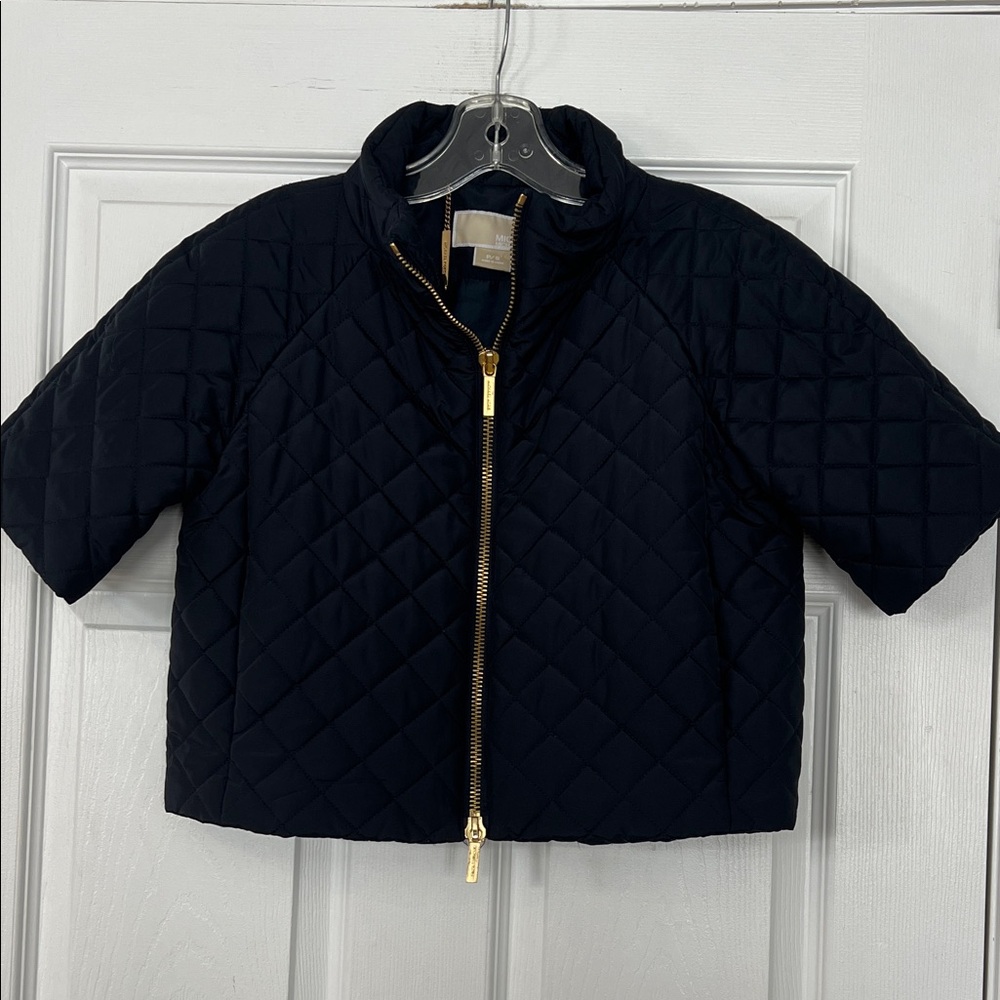 Michael Kors Navy Quilted Puffer Jacket with Gold Zipper